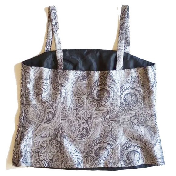 R&M Richards Beaded Metallic Brocade Top 8 Lined Silver  50OFF3 - Picture 2 of 9